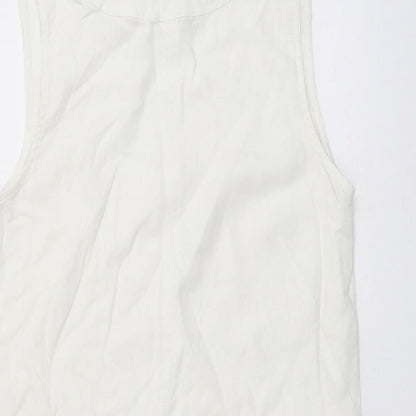 Marks and Spencer Womens Ivory Cotton A-Line Size 8 Round Neck Pullover