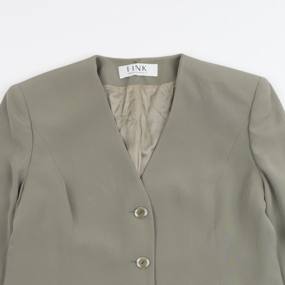 Fink Womens Beige Polyester Jacket Blazer Size 14