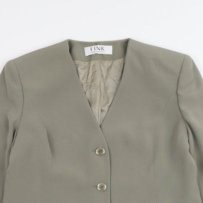 Fink Womens Beige Polyester Jacket Blazer Size 14