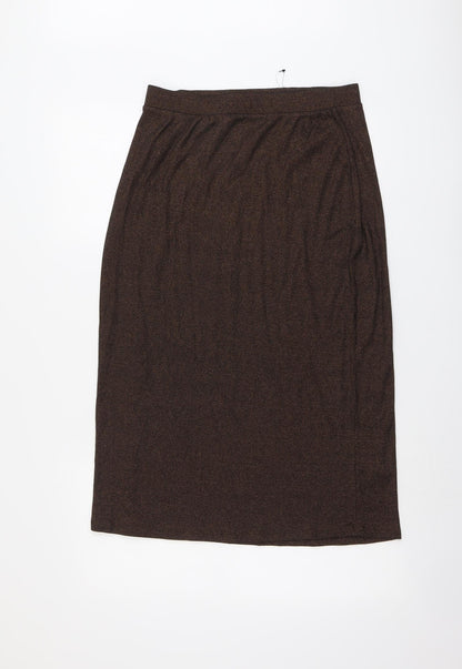 Marks and Spencer Womens Brown Cotton A-Line Skirt Size 12