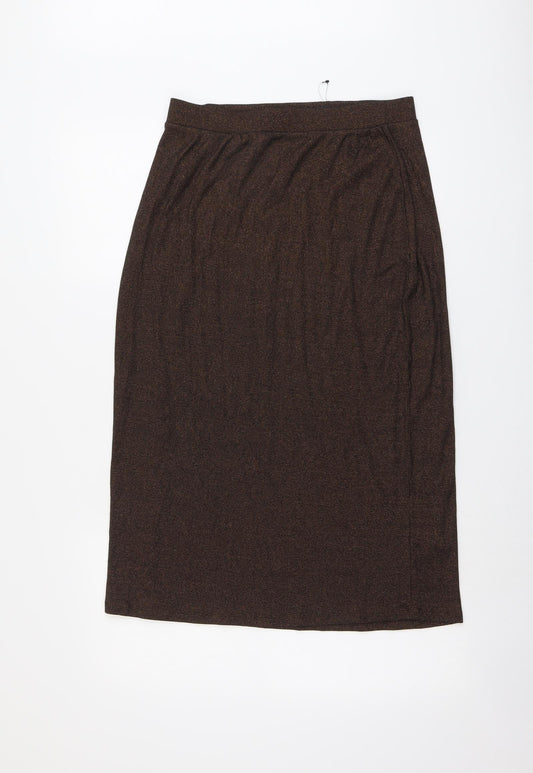 Marks and Spencer Womens Brown Cotton A-Line Skirt Size 12