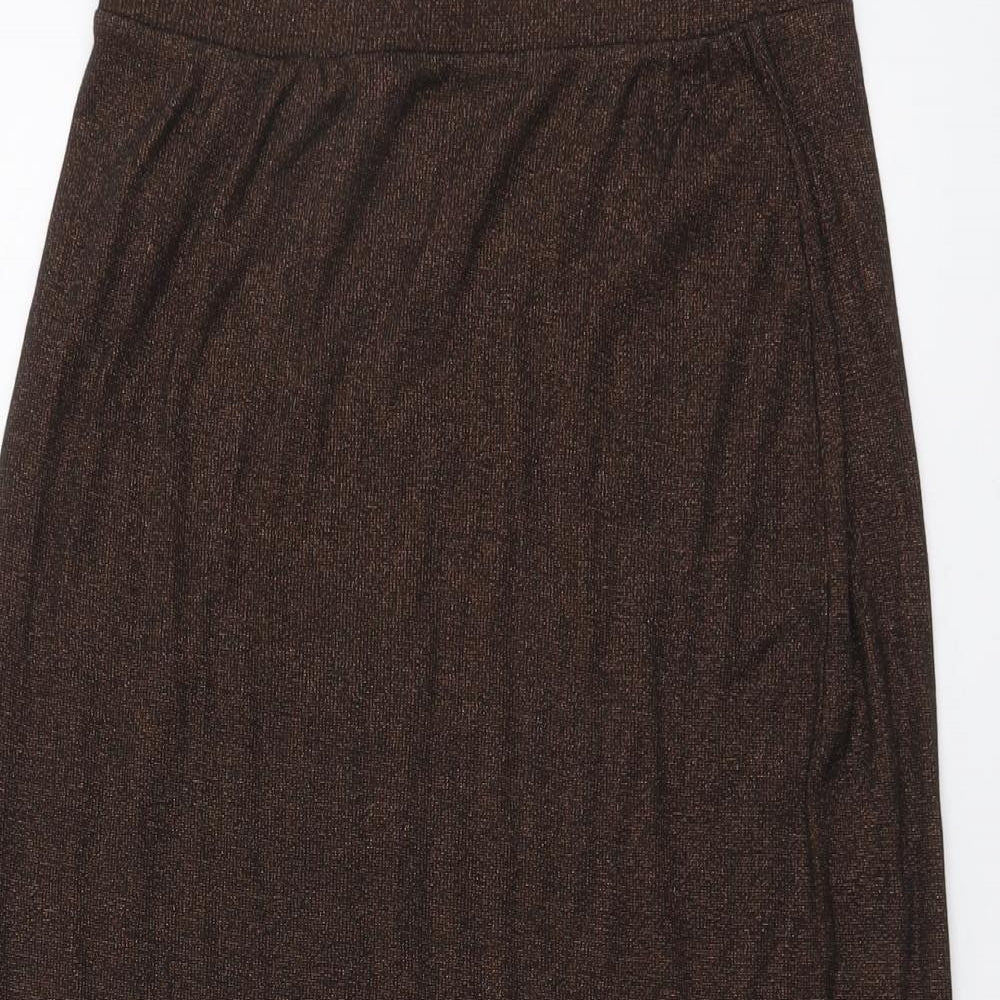 Marks and Spencer Womens Brown Cotton A-Line Skirt Size 12