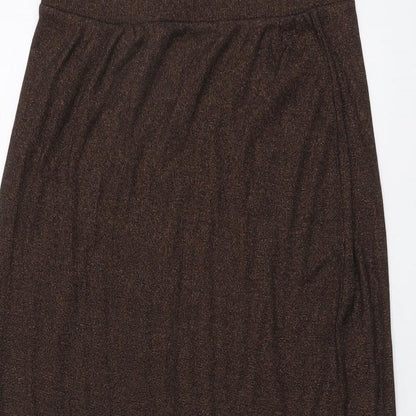 Marks and Spencer Womens Brown Cotton A-Line Skirt Size 12