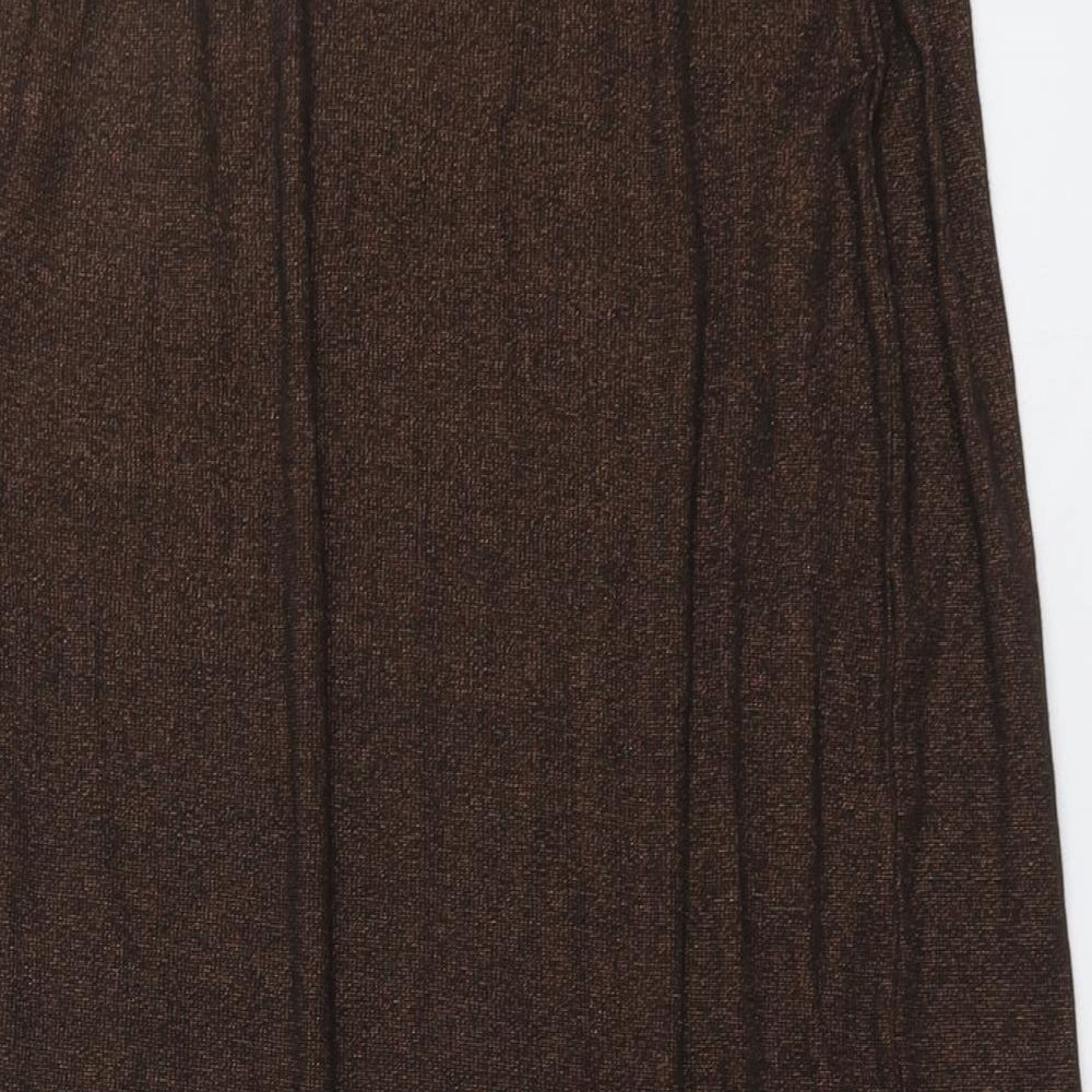 Marks and Spencer Womens Brown Cotton A-Line Skirt Size 12