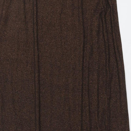 Marks and Spencer Womens Brown Cotton A-Line Skirt Size 12