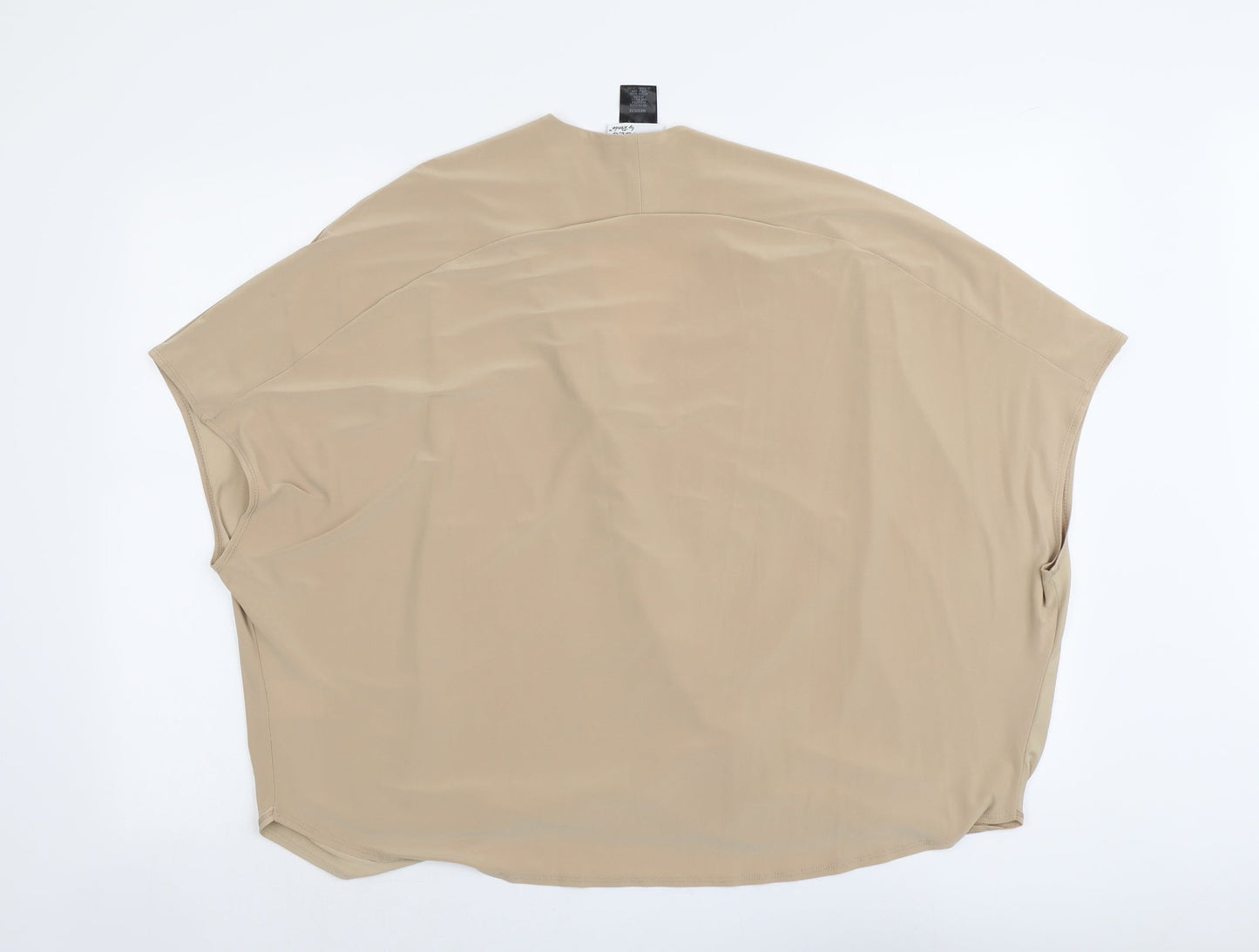 Attitudes Womens Beige Polyester Basic Blouse Size M V-Neck