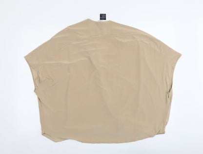 Attitudes Womens Beige Polyester Basic Blouse Size M V-Neck