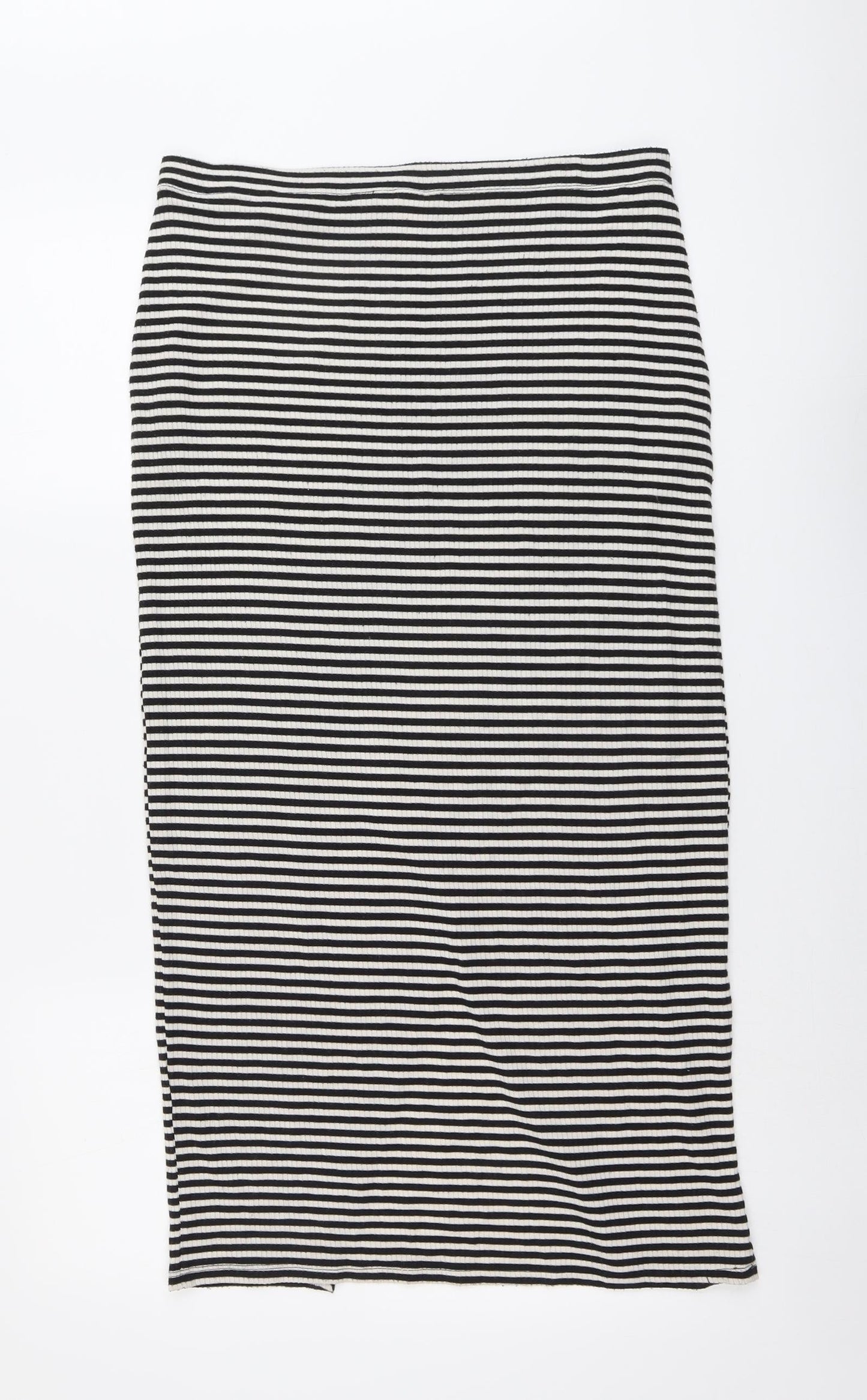 H&M Womens Black Striped Polyester A-Line Skirt Size M