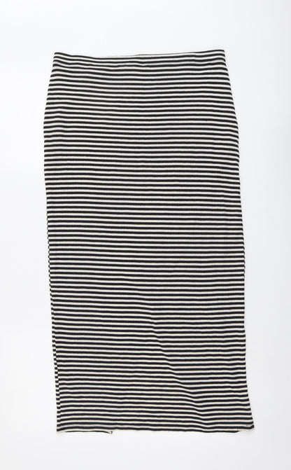H&M Womens Black Striped Polyester A-Line Skirt Size M