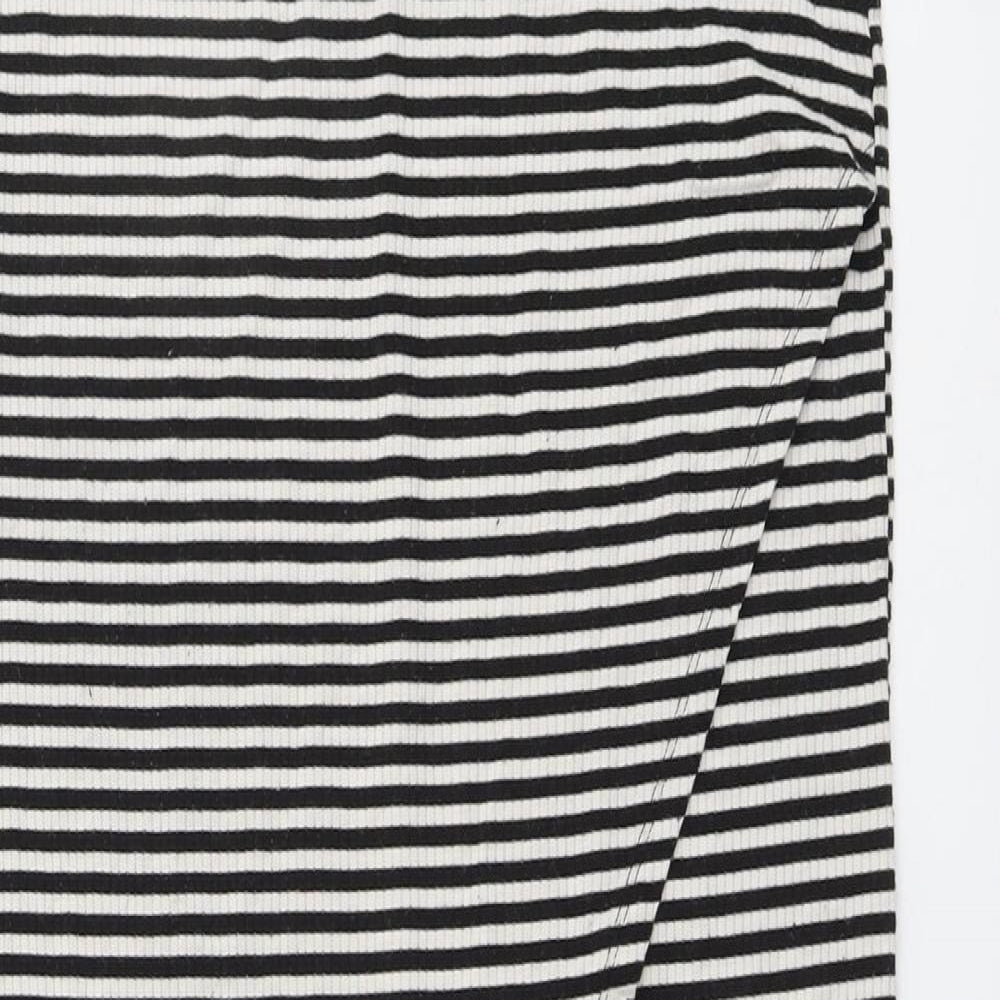 H&M Womens Black Striped Polyester A-Line Skirt Size M