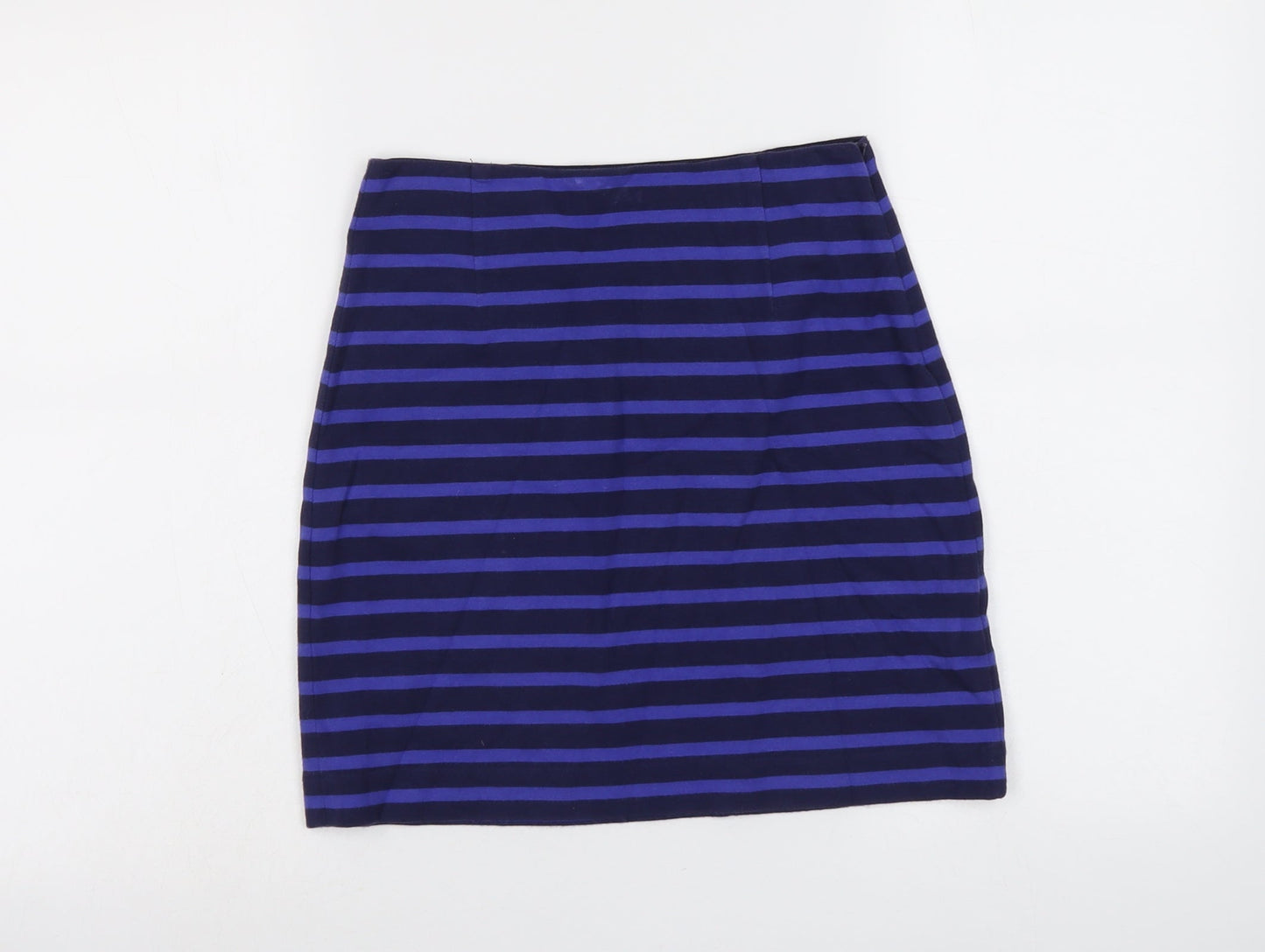 Jack Wills Womens Blue Striped Cotton Bandage Skirt Size 10 Zip