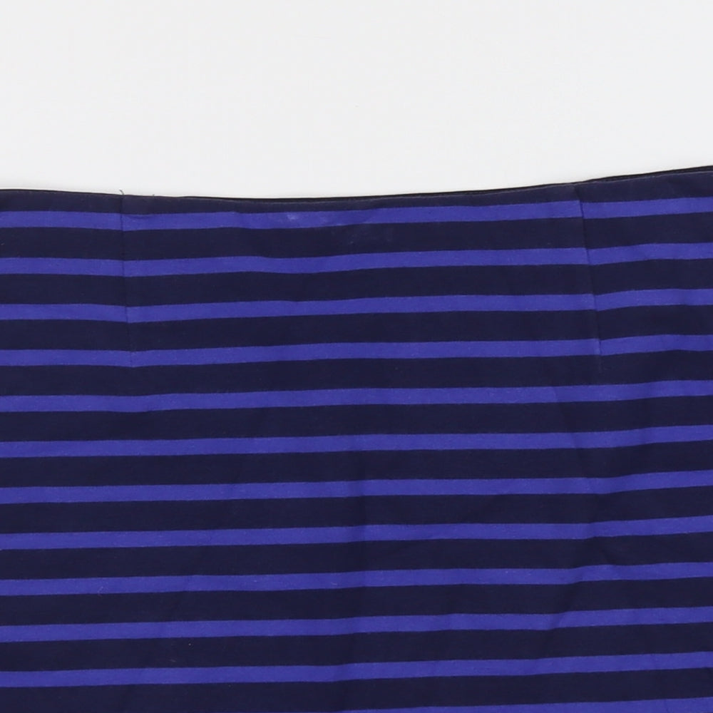 Jack Wills Womens Blue Striped Cotton Bandage Skirt Size 10 Zip