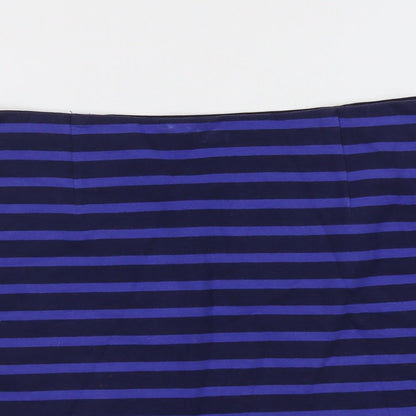 Jack Wills Womens Blue Striped Cotton Bandage Skirt Size 10 Zip
