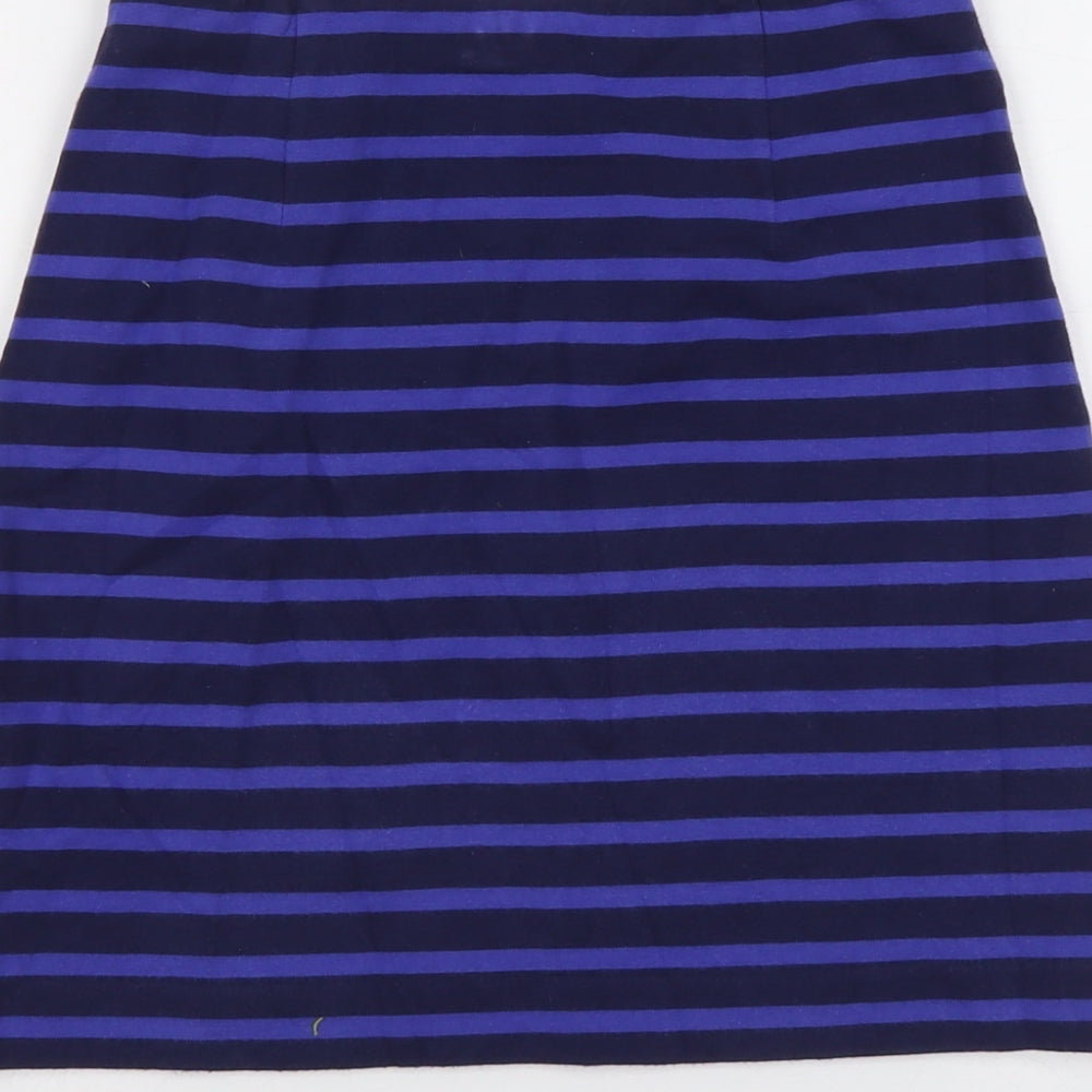 Jack Wills Womens Blue Striped Cotton Bandage Skirt Size 10 Zip