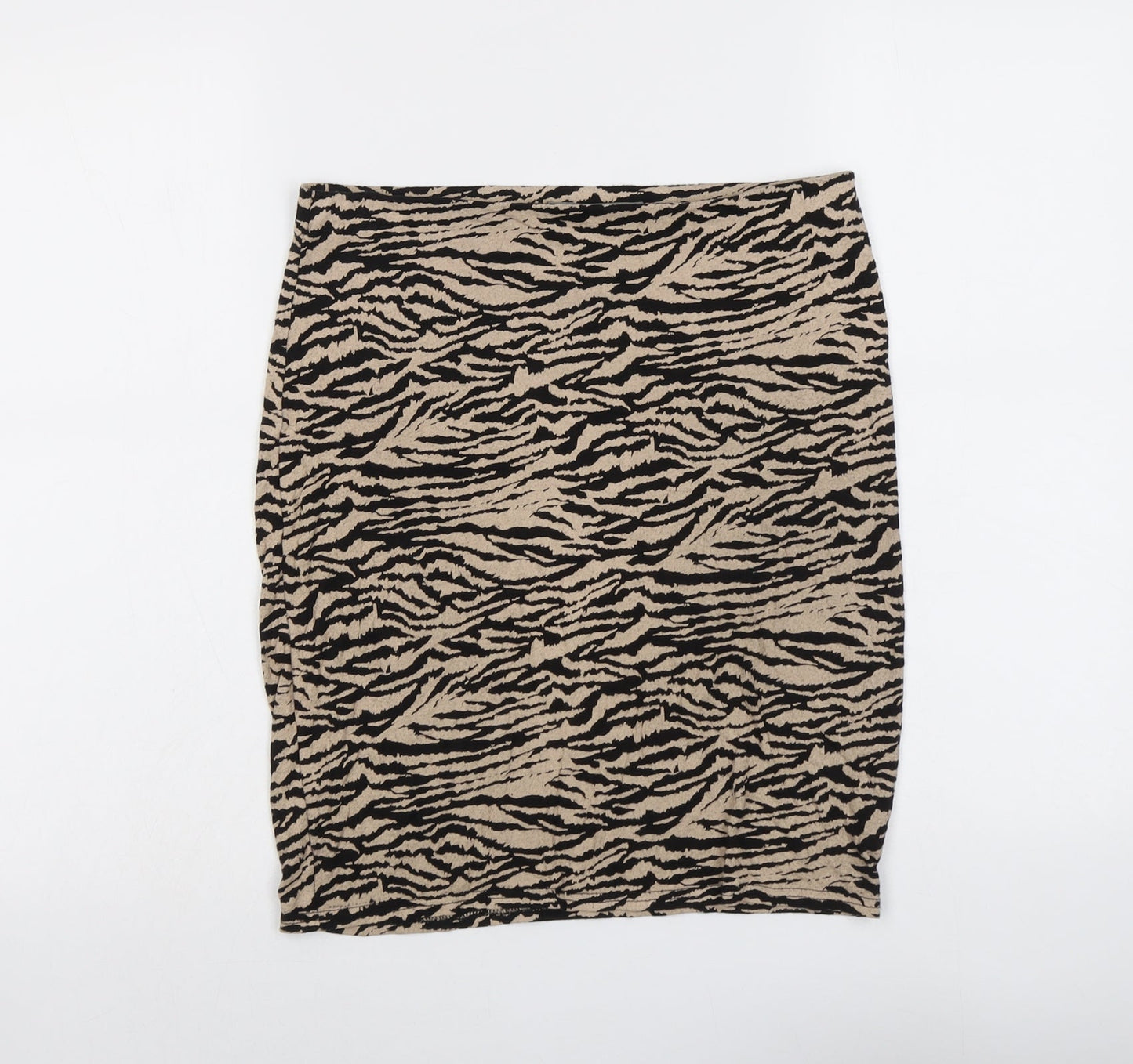 Dorothy Perkins Womens Beige Animal Print Viscose Bandage Skirt Size 10 - Tiger Pattern