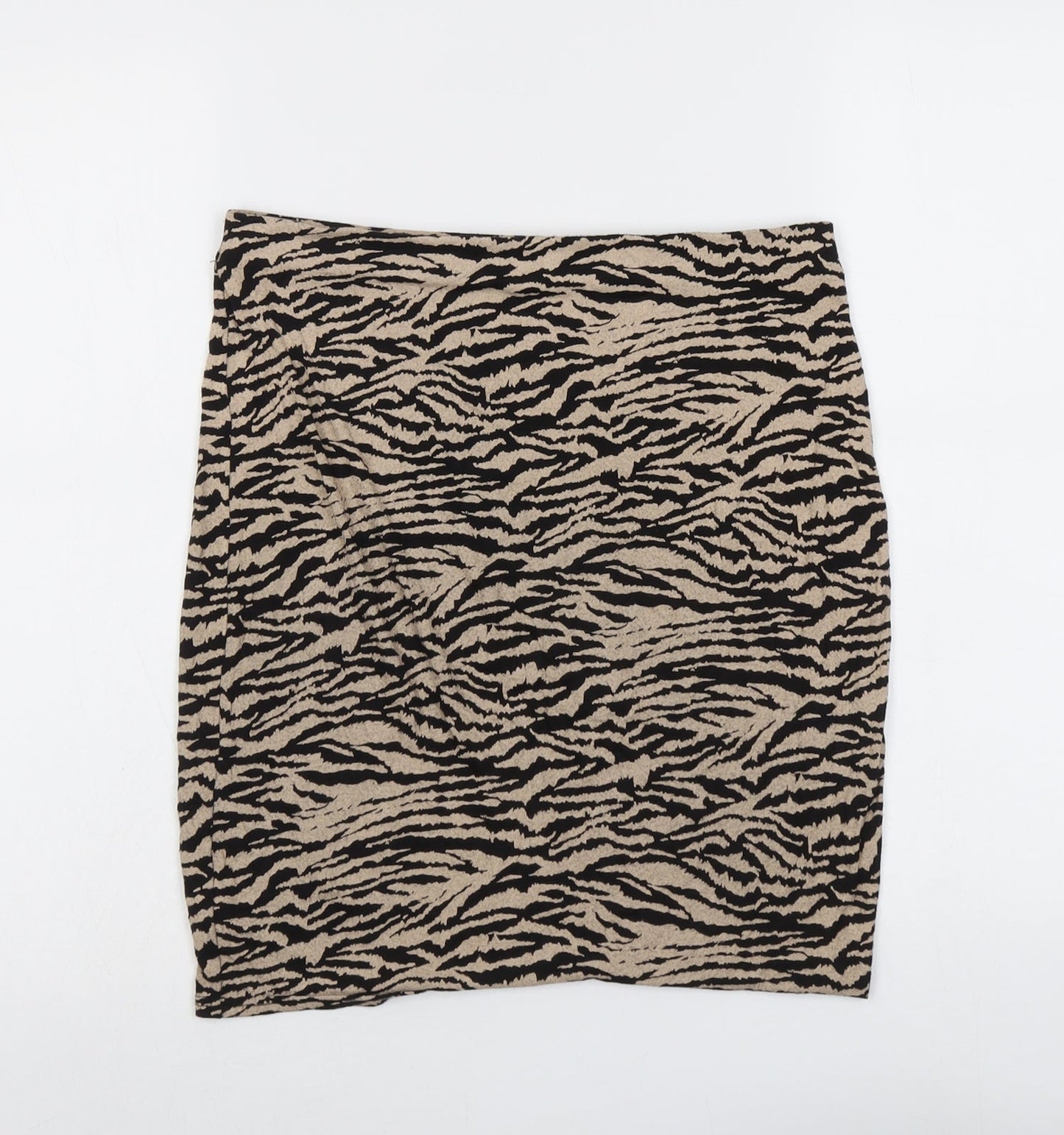 Dorothy Perkins Womens Beige Animal Print Viscose Bandage Skirt Size 10 - Tiger Pattern
