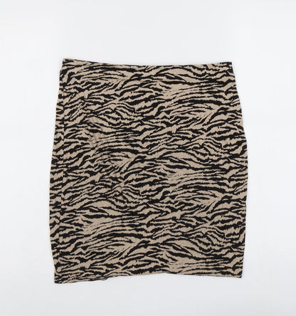 Dorothy Perkins Womens Beige Animal Print Viscose Bandage Skirt Size 10 - Tiger Pattern