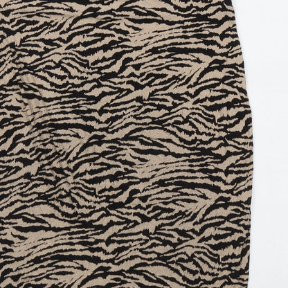 Dorothy Perkins Womens Beige Animal Print Viscose Bandage Skirt Size 10 - Tiger Pattern