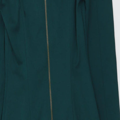 Love 21 Womens Green Polyester A-Line Size M V-Neck Zip
