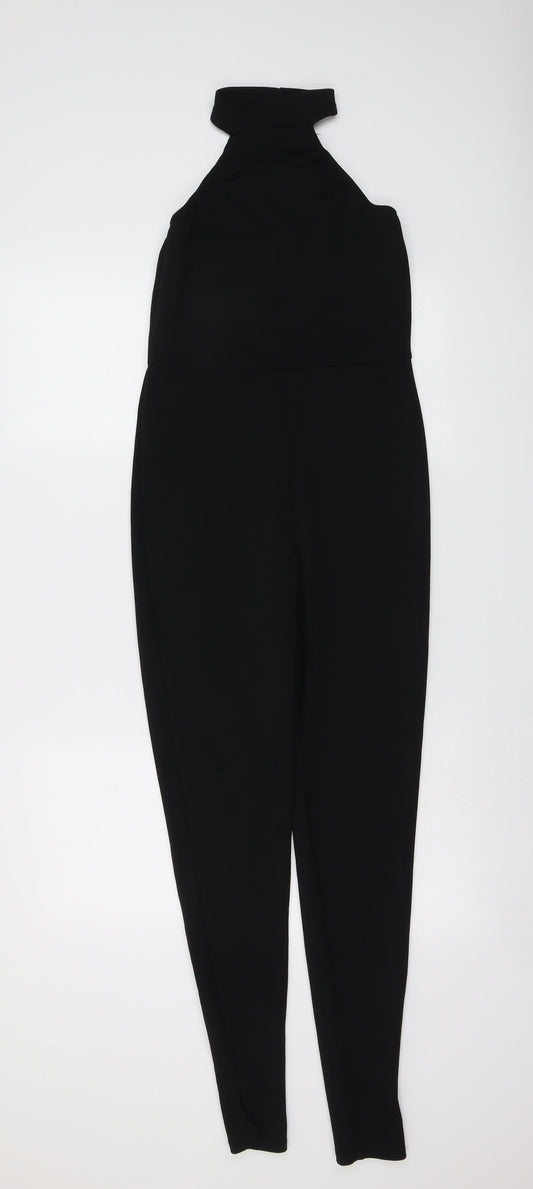 PRETTYLITTLETHING Womens Black Polyester Jumpsuit One-Piece Size 8 Pullover