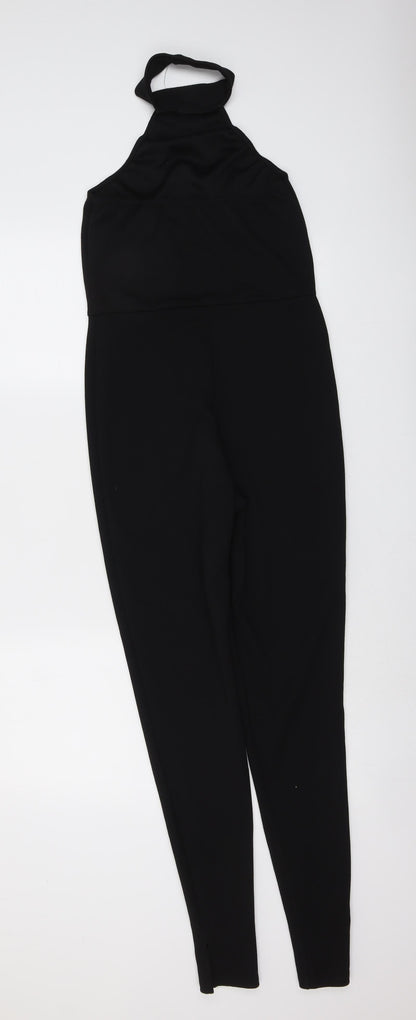 PRETTYLITTLETHING Womens Black Polyester Jumpsuit One-Piece Size 8 Pullover