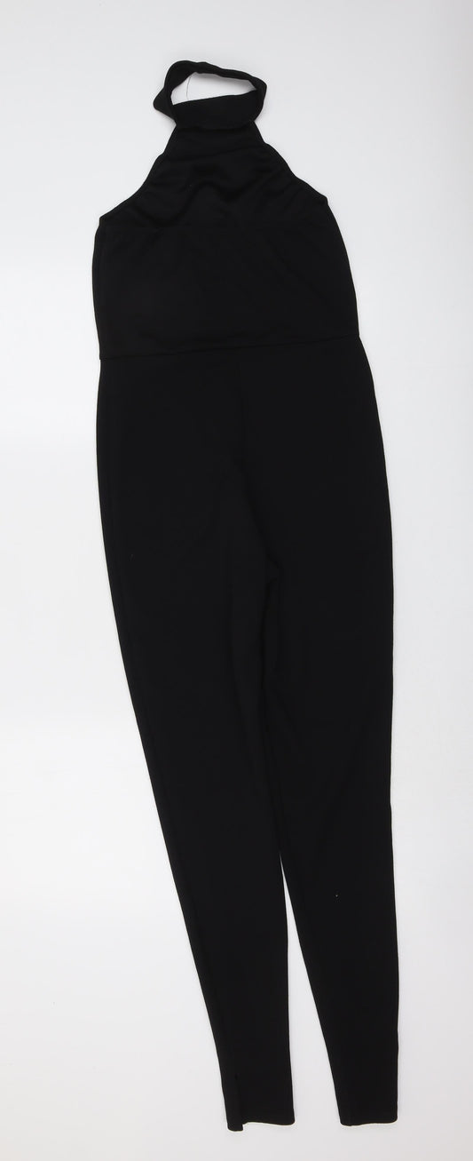 PRETTYLITTLETHING Womens Black Polyester Jumpsuit One-Piece Size 8 Pullover