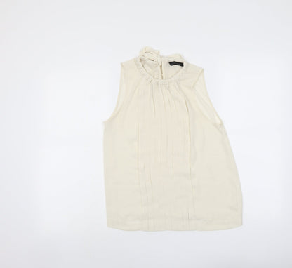 Zara Womens Beige Polyester Basic Tank Size XS Round Neck