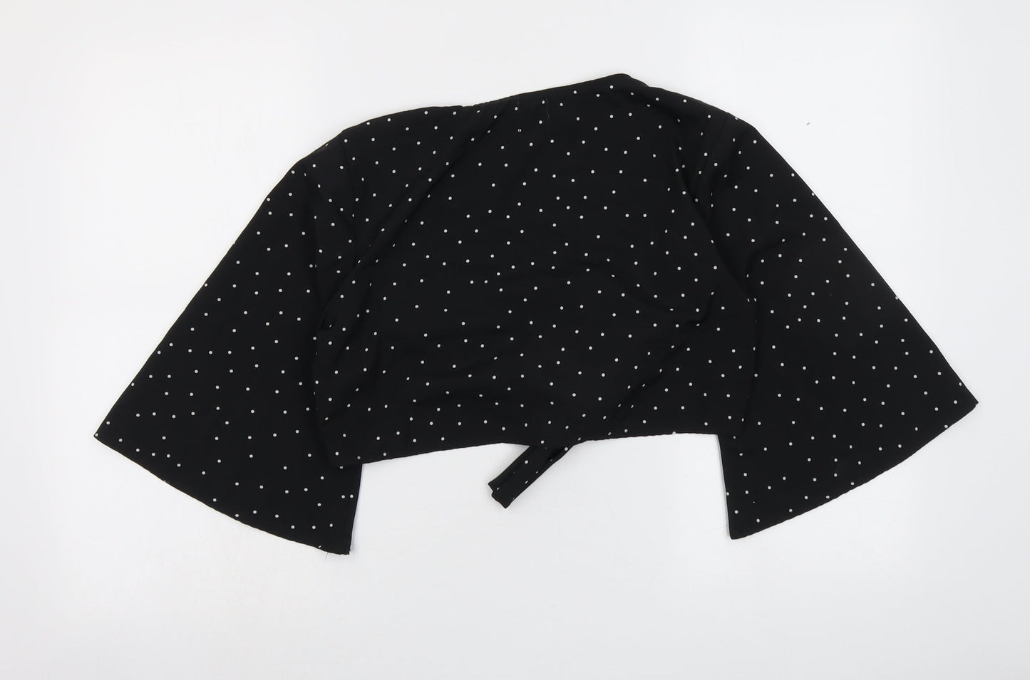 Princess Polly Womens Black Polka Dot Polyester Cropped Blouse Size 8 V-Neck