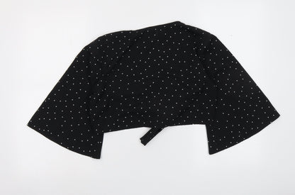 Princess Polly Womens Black Polka Dot Polyester Cropped Blouse Size 8 V-Neck