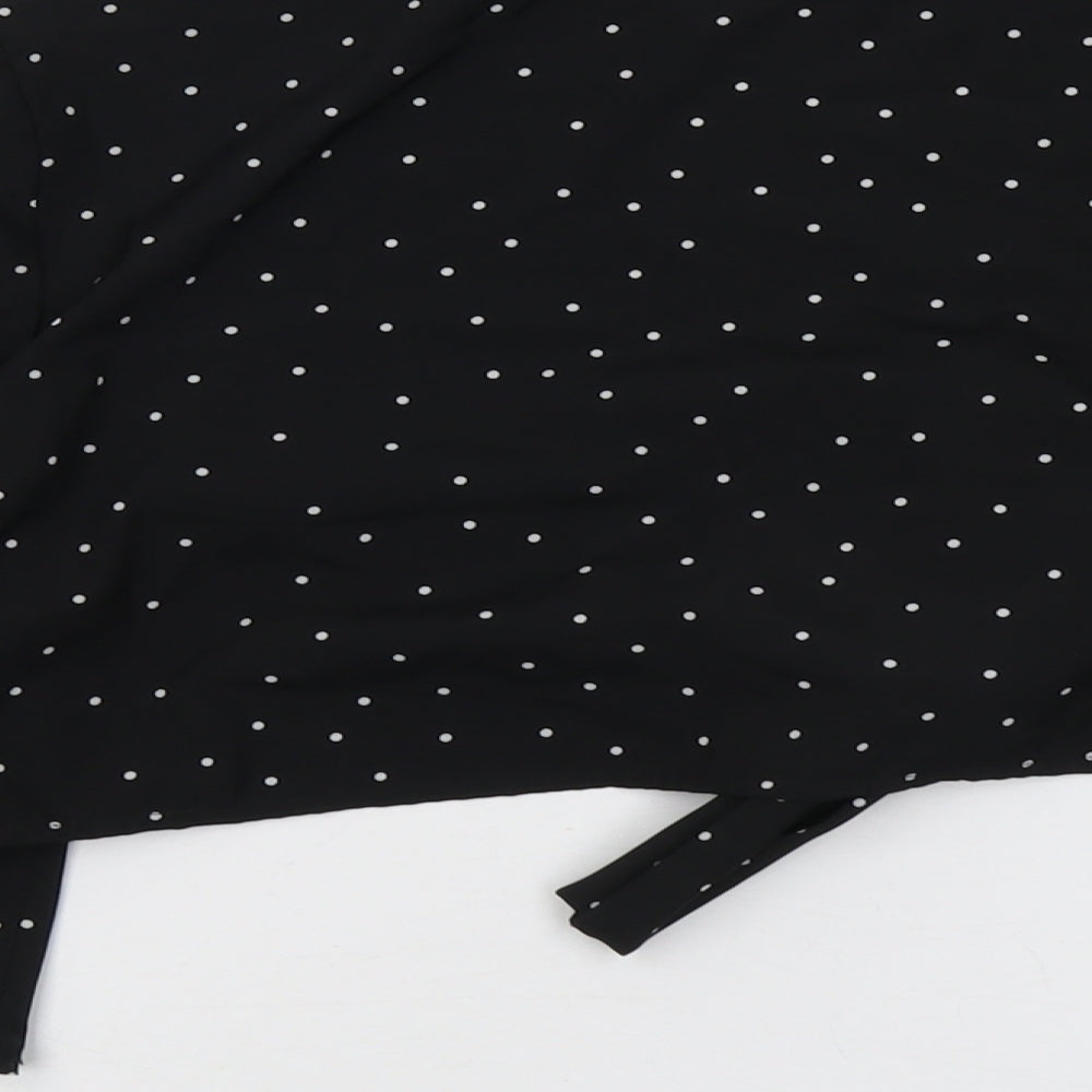 Princess Polly Womens Black Polka Dot Polyester Cropped Blouse Size 8 V-Neck