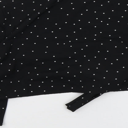 Princess Polly Womens Black Polka Dot Polyester Cropped Blouse Size 8 V-Neck
