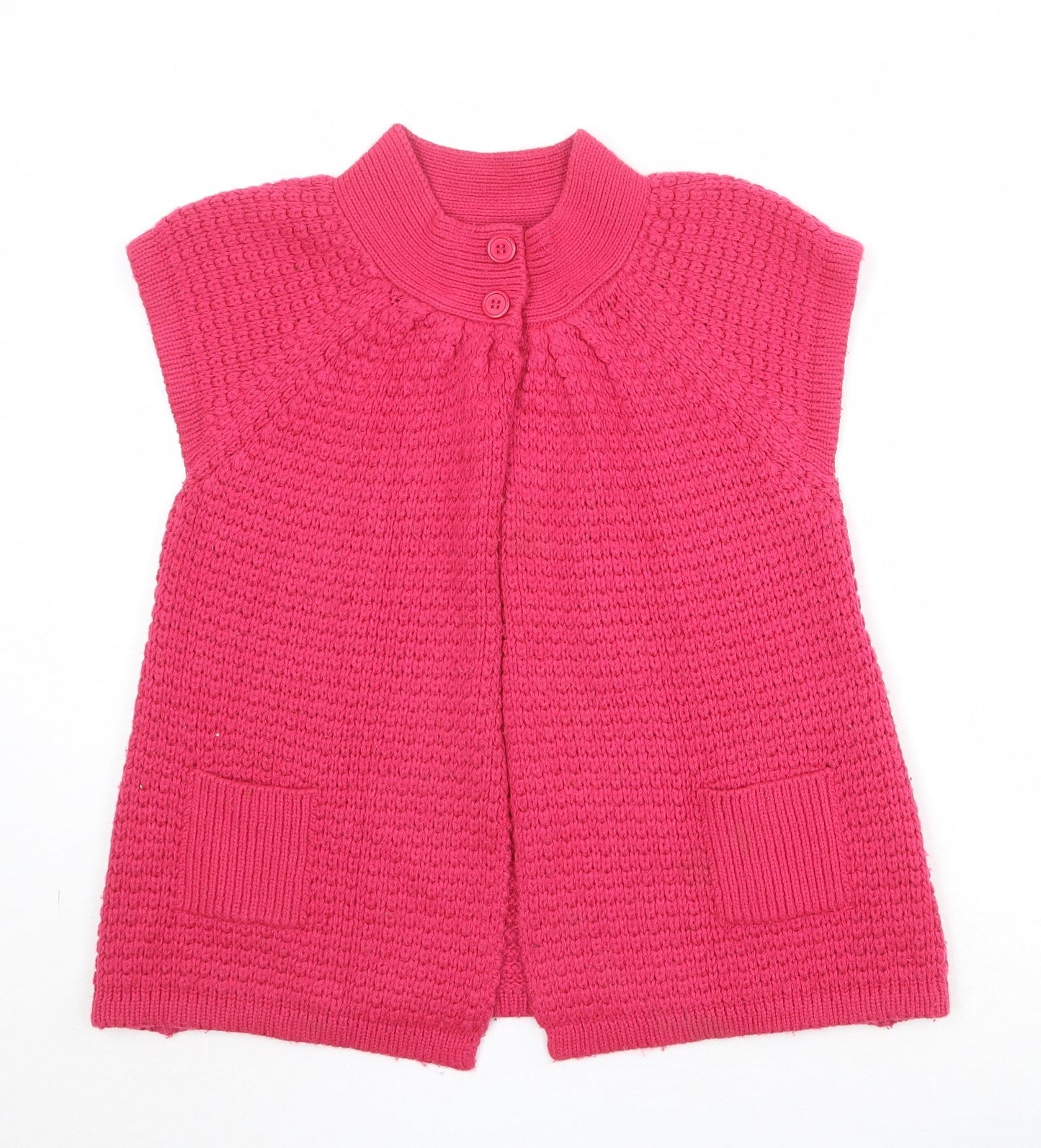 //Text Womens Pink Round Neck Acrylic Cardigan Jumper Size M