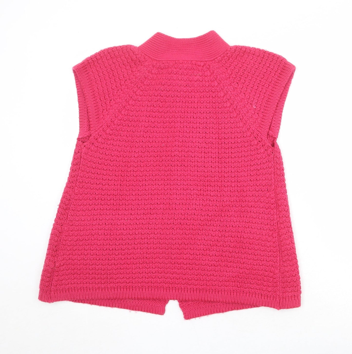 //Text Womens Pink Round Neck Acrylic Cardigan Jumper Size M