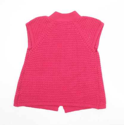 //Text Womens Pink Round Neck Acrylic Cardigan Jumper Size M