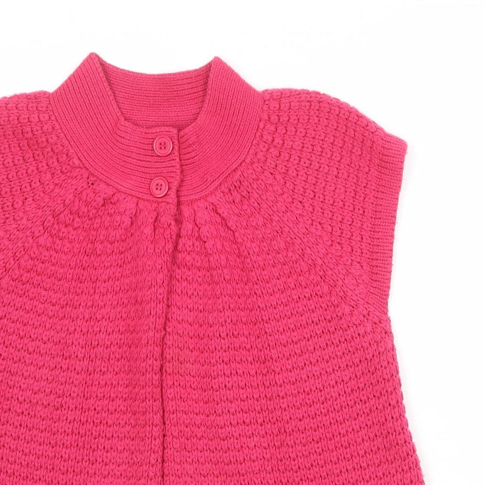 //Text Womens Pink Round Neck Acrylic Cardigan Jumper Size M