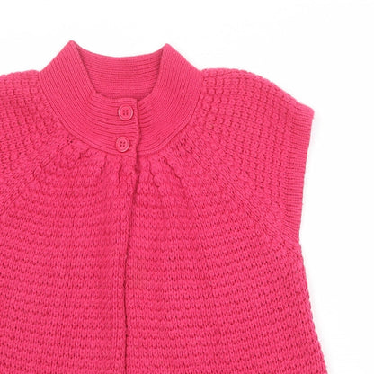 //Text Womens Pink Round Neck Acrylic Cardigan Jumper Size M