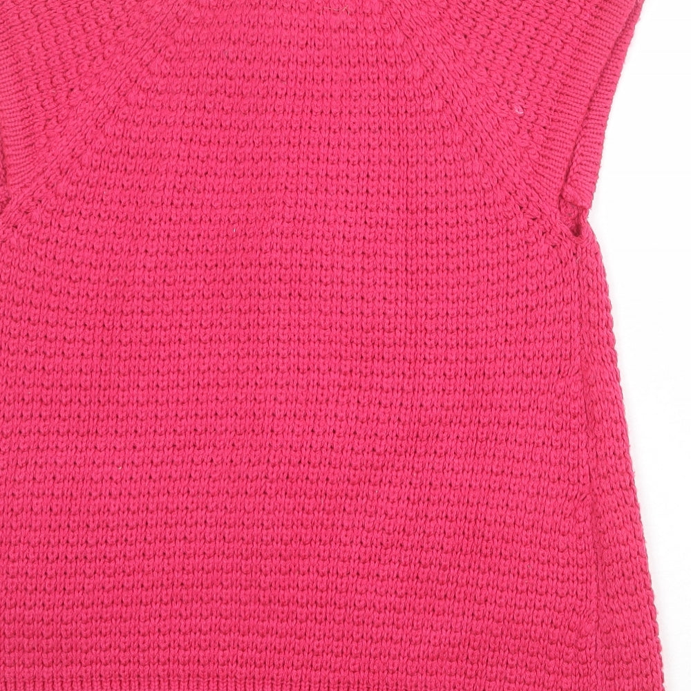//Text Womens Pink Round Neck Acrylic Cardigan Jumper Size M