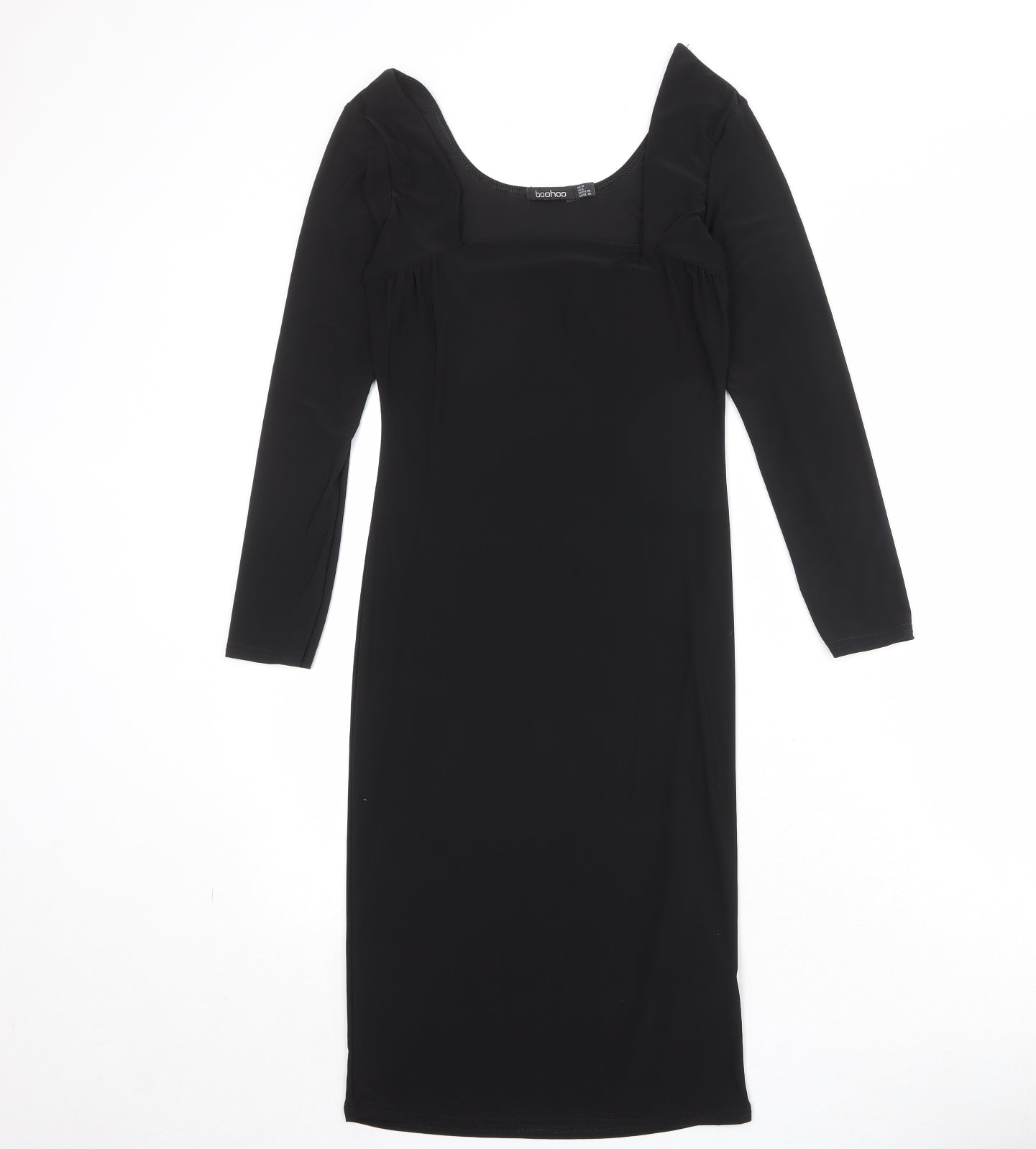 Boohoo Womens Black Polyester A-Line Size 10 Square Neck Pullover