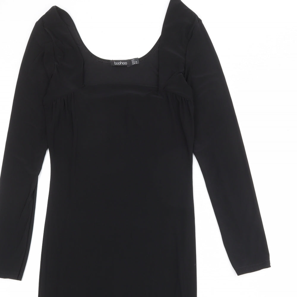 Boohoo Womens Black Polyester A-Line Size 10 Square Neck Pullover