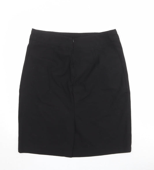 John Lewis Womens Black Polyester A-Line Skirt Size 32 in Zip