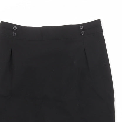 John Lewis Womens Black Polyester A-Line Skirt Size 32 in Zip
