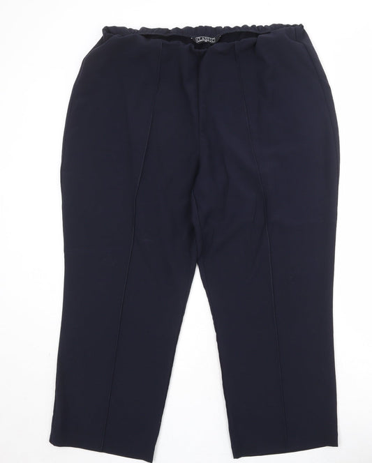 Classic Womens Blue Polyester Trousers Size 20 Regular