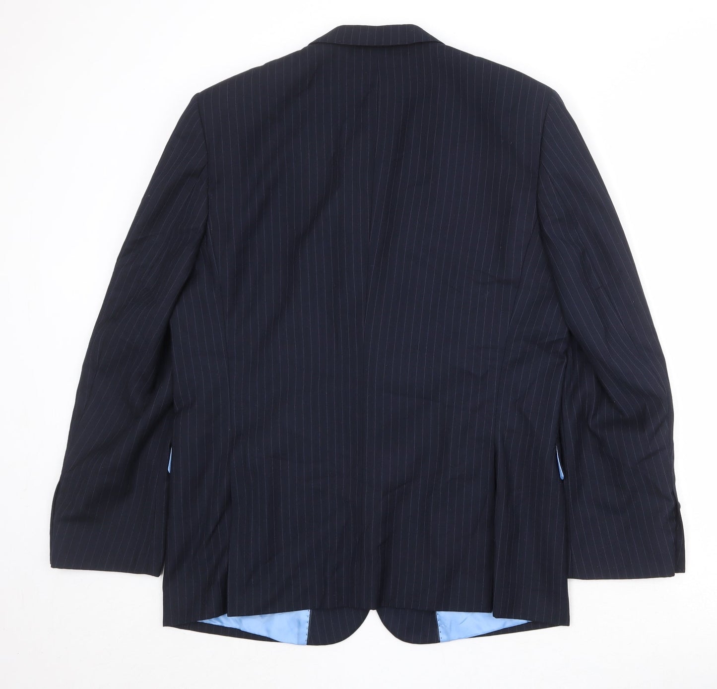 French Connection Mens Blue Striped Polyester Jacket Suit Jacket Size 42 Regular