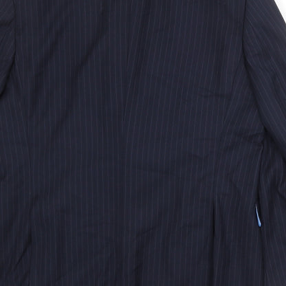 French Connection Mens Blue Striped Polyester Jacket Suit Jacket Size 42 Regular