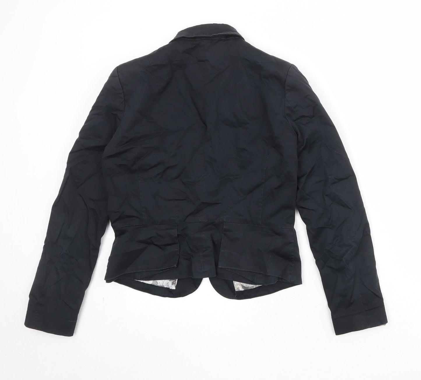 H&M Womens Black Polyester Jacket Blazer Size 14