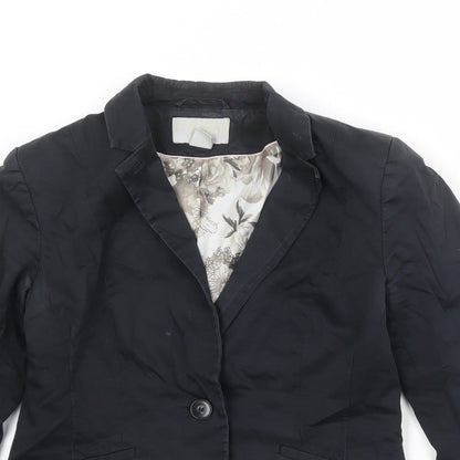 H&M Womens Black Polyester Jacket Blazer Size 14