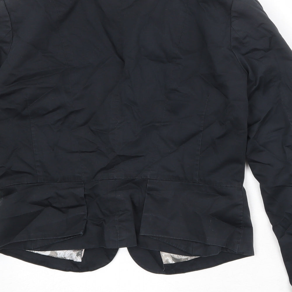 H&M Womens Black Polyester Jacket Blazer Size 14