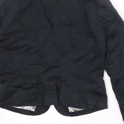 H&M Womens Black Polyester Jacket Blazer Size 14