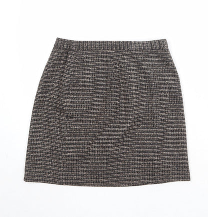 Norton Womens Brown Geometric Polyester A-Line Skirt Size 6 Zip