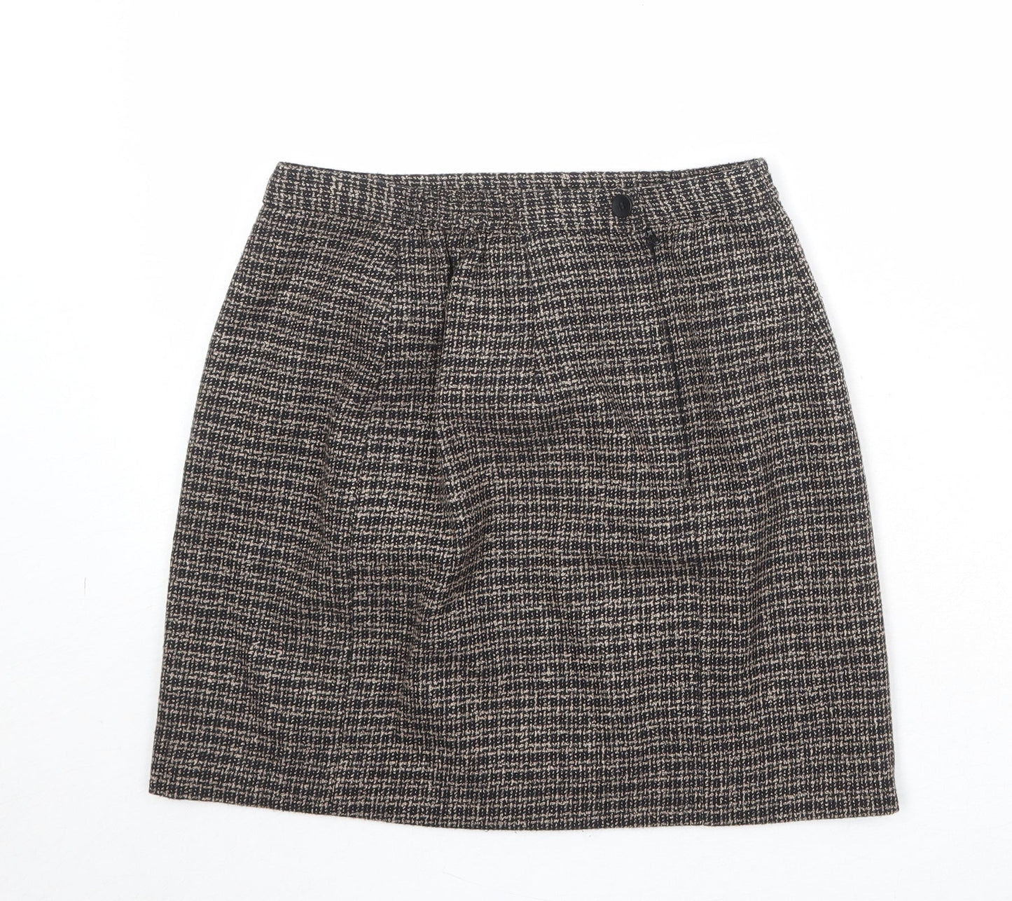 Norton Womens Brown Geometric Polyester A-Line Skirt Size 6 Zip